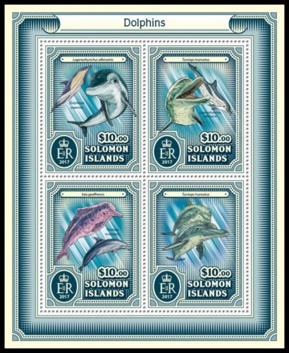 Poštové známky Šalamúnove ostrovy 2017 Delfíny Mi# 4386-89 Kat 12€