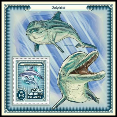 Poštová známka Šalamúnove ostrovy 2017 Delfíny Mi# Block 629 Kat 12€