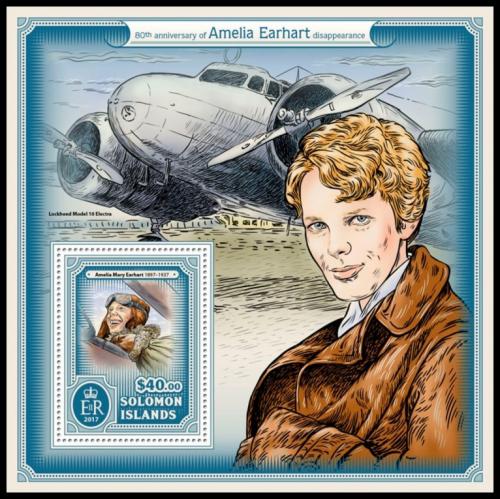 Potov znmka alamnove ostrovy 2017 Amelia Earhart Mi# Block 612 Kat 12