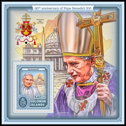 Potov znmka alamnove ostrovy 2017 Pape Benedikt XVI. Mi# Block 614 Kat 12 - zvi obrzok