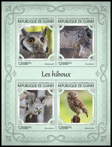 Poštové známky Guinea 2017 Sovy Mi# 12216-19 Kat 20€