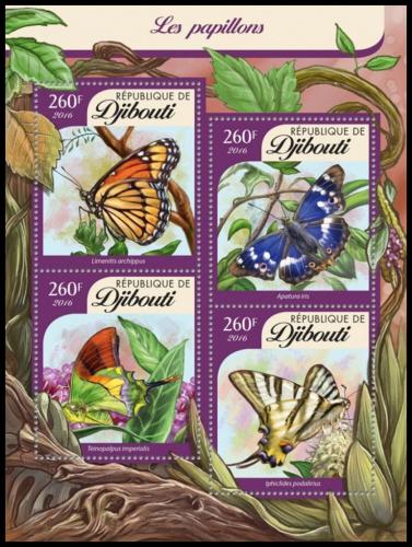 Poštové známky Džibutsko 2016 Motýle Mi# 824-27 Kat 12€
