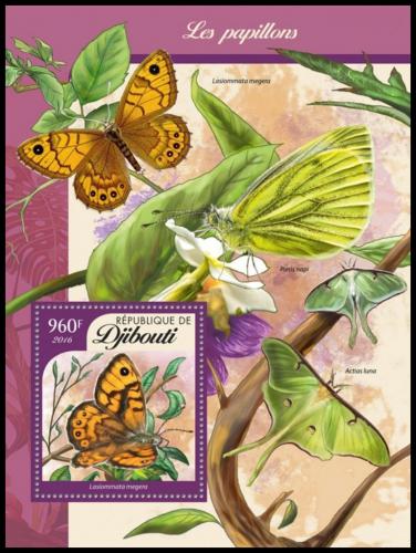 Poštová známka Džibutsko 2016 Motýle Mi# Block 168 Kat 12€ 