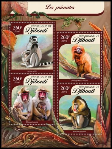 Poštové známky Džibutsko 2016 Opice Mi# 914-17 Kat 12€