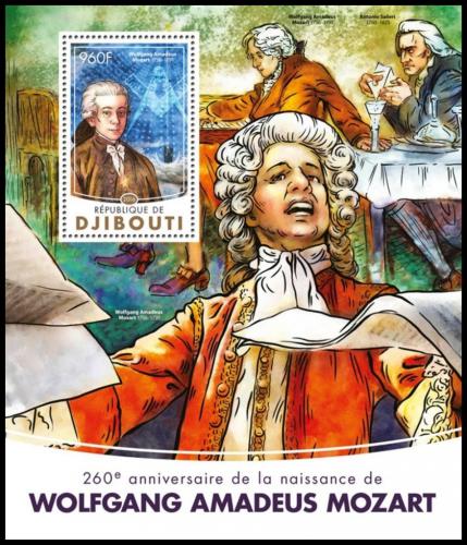 Poštová známka Džibutsko 2016 Wolfgang Amadeus Mozart Mi# Block 188 Kat 12€