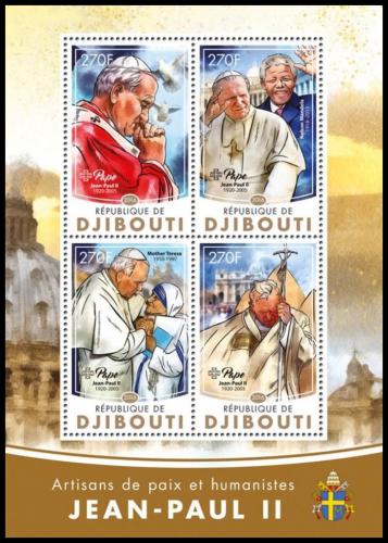 Poštové známky Džibutsko 2016 Papež Jan Pavel II. Mi# 964-67 Kat 12€