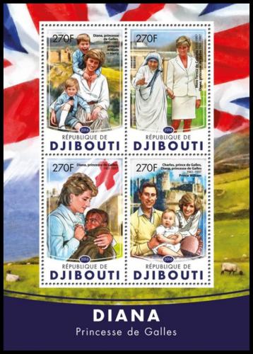 Poštové známky Džibutsko 2016 Princezna Diana Mi# 979-82 Kat 12€