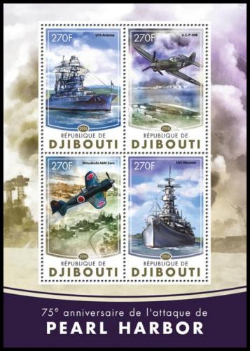 Poštové známky Džibutsko 2016 Útok na Pearl Harbor Mi# 989-92