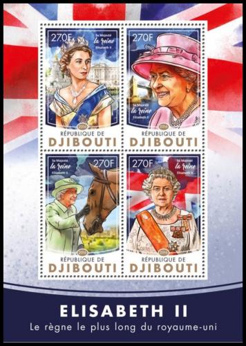 Poštové známky Džibutsko 2016 Krá¾ovna Alžbeta II. Mi# 994-97 Kat 12€