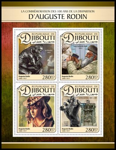 Poštové známky Džibutsko 2017 Umenie, Auguste Rodin Mi# 1518-21 Kat 11€