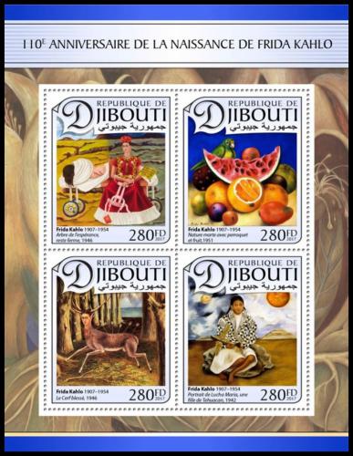 Poštové známky Džibutsko 2017 Umenie, Frida Kahlo Mi# 1523-26 Kat 11€