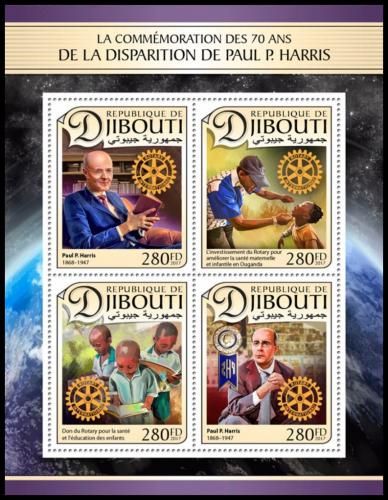 Poštové známky Džibutsko 2017 Paul Harris, Rotary Intl. Mi# 1533-36 Kat 11€