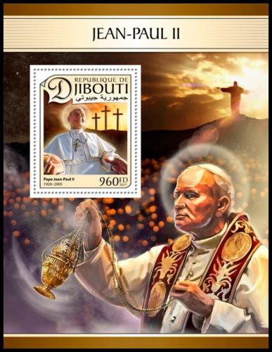 Poštová známka Džibutsko 2017 Papež Jan Pavel II. Mi# Block 628 Kat 10€