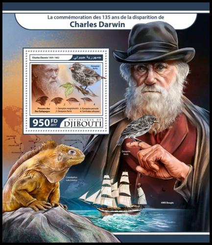 Poštová známka Džibutsko 2017 Charles Darwin Mi# Block 648 Kat 10€