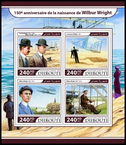 Poštové známky Džibutsko 2017 Wilbur Wright Mi# 1608-11 Kat 10€