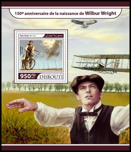 Poštová známka Džibutsko 2017 Wilbur Wright Mi# Block 698 Kat 10€