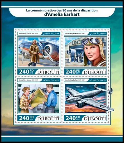 Poštové známky Džibutsko 2017 Amelia Earhart Mi# 1613-16 Kat 10€