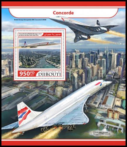 Poštová známka Džibutsko 2017 Concorde Mi# Block 708 Kat 10€