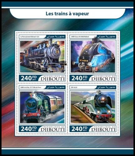 Poštové známky Džibutsko 2017 Parní lokomotívy Mi# 1628-31 Kat 10€