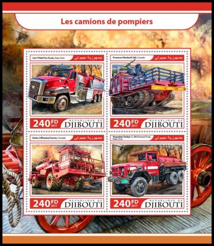Poštové známky Džibutsko 2017 Hasièská autá Mi# 1653-56 Kat 10€