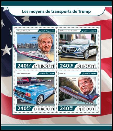 Poštové známky Džibutsko 2017 Prezident Donald Trump Mi# 1668-71 Kat 10€