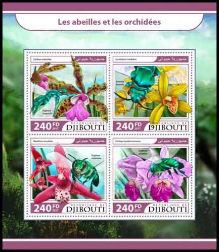 Poštovní známky Džibutsko 2017 Vèely a orchideje Mi# 1687-90 Kat 10€