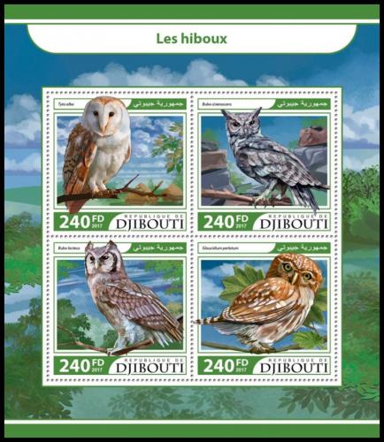 Poštovní známky Džibutsko 2017 Sovy Mi# 1702-05 Kat 10€