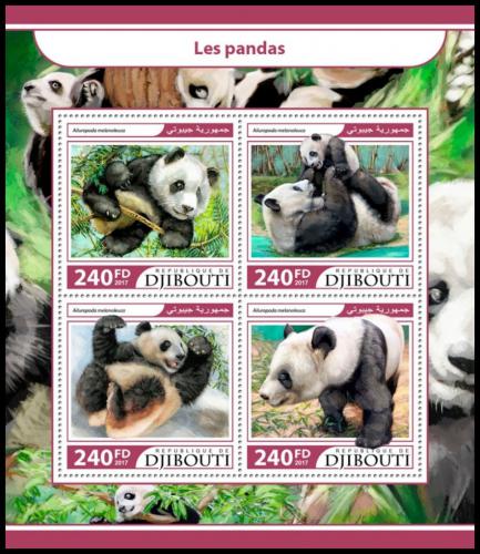 Poštové známky Džibutsko 2017 Pandy Mi# 1712-15 Kat 10€