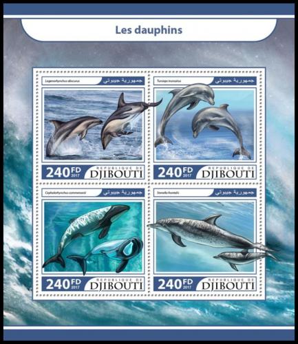 Poštové známky Džibutsko 2017 Delfíny Mi# 1722-25 Kat 10€