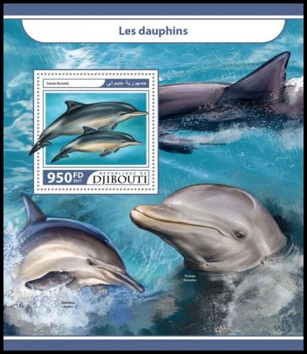 Poštová známka Džibutsko 2017 Delfíny Mi# Block 799 Kat 10€