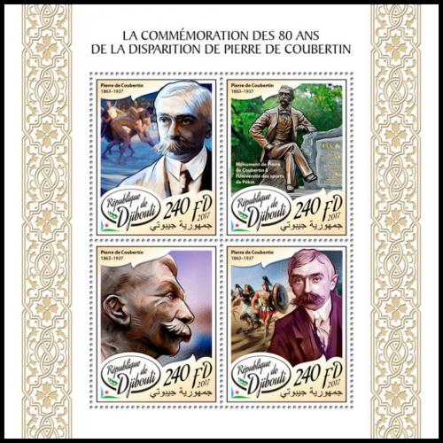 Potov znmky Dibutsko 2017 Pierre de Coubertin Mi# 1811-14 Kat 10 - zvi obrzok