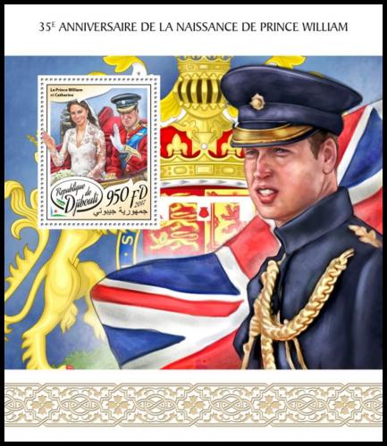 Poštová známka Džibutsko 2017 Princ William Mi# Block 902 Kat 10€