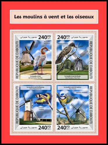 Poštové známky Džibutsko 2017 Vtáci a vìtrné mlýny Mi# 1856-59 Kat 10€