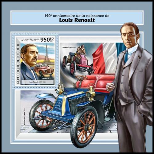 Poštová známka Džibutsko 2017 Louis Renault Mi# Block 957 Kat 10€