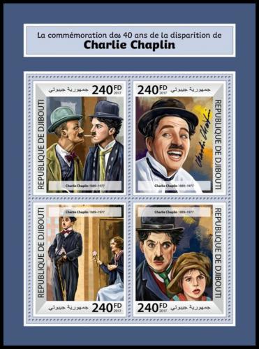 Poštové známky Džibutsko 2017 Charlie Chaplin Mi# 1906-09 Kat 10€