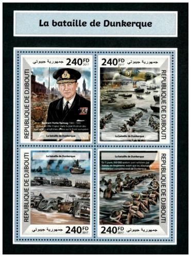 Poštové známky Džibutsko 2017 Bitka u Dunkerque Mi# 1931-34 Kat 10€