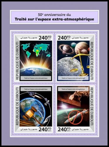 Poštové známky Džibutsko 2017 Kosmická smlouva, 50. výroèie Mi# 1936-39 Kat 10€