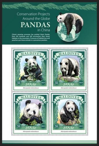 Poštové známky Maldivy 2015 Pandy Mi# 5926-29 Kat 10€