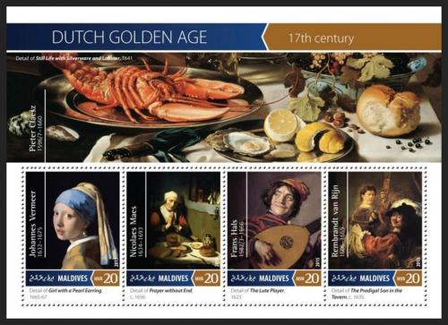 Poštové známky Maldivy 2015 Umenie, holandští mistøi Mi# 5961-64 Kat 10€
