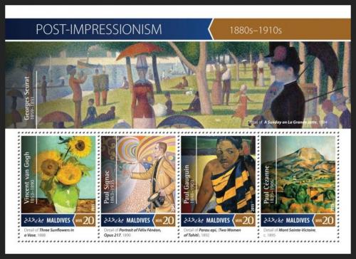 Poštové známky Maldivy 2015 Umenie, postimpresionismus Mi# 5971-74 Kat 10€
