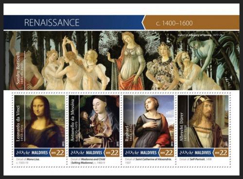 Poštové známky Maldivy 2015 Umenie, renesance Mi# 5981-84 Kat 11€