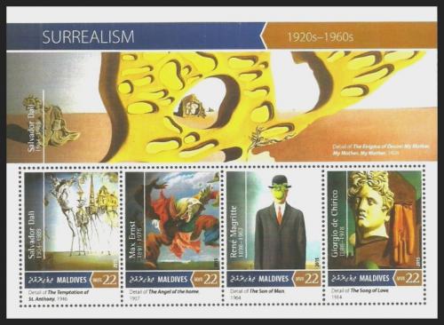 Poštové známky Maldivy 2015 Umenie, surrealismus Mi# 5991-94 Kat 11€