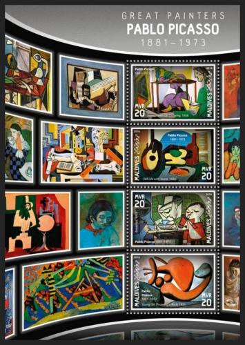 Poštové známky Maldivy 2016 Umenie, Pablo Picasso Mi# 6205-08 Kat 10€
