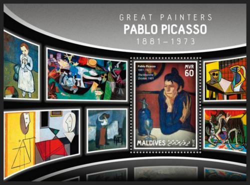 Poštová známka Maldivy 2016 Umenie, Pablo Picasso Mi# Block 912