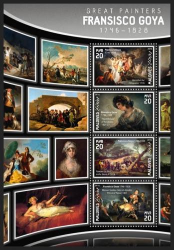 Poštové známky Maldivy 2016 Umenie, Francisco de Goya Mi# 6220-23 Kat 10€