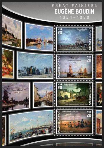 Poštové známky Maldivy 2016 Umenie, Eugène Boudin Mi# 6225-28 Kat 10€