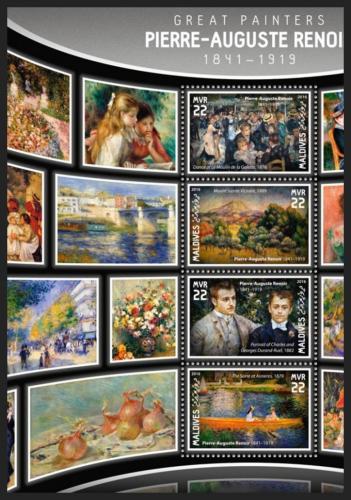 Poštové známky Maldivy 2016 Umenie, Pierre-Auguste Renoir Mi# 6235-38 Kat 11€