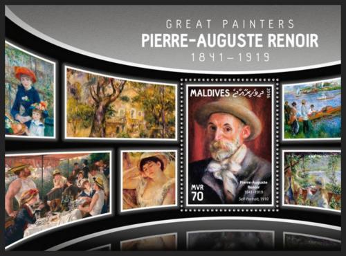 Poštová známka Maldivy 2016 Umenie, Pierre-Auguste Renoir Mi# Block 918 Kat 9€