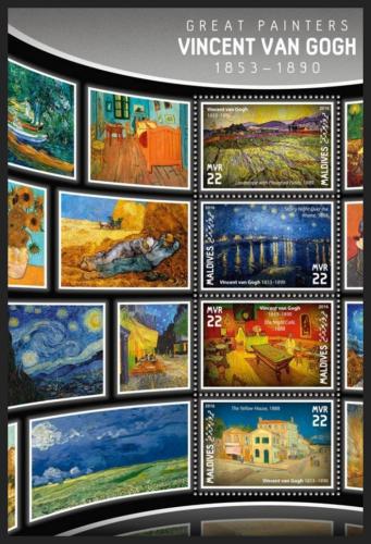 Poštové známky Maldivy 2016 Umenie, Vincent van Gogh Mi# 6245-48 Kat 11€