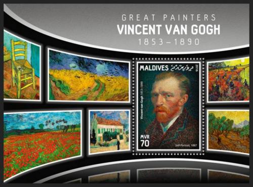 Poštová známka Maldivy 2016 Umenie, Vincent van Gogh Mi# Block 920 Kat 9€